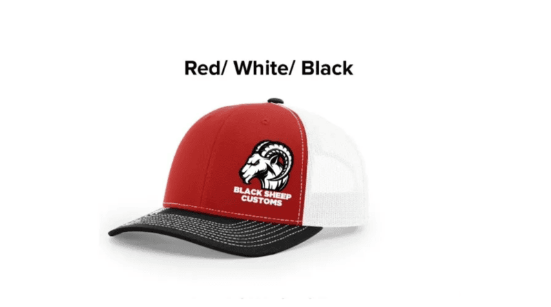 Black Sheep Custom Hat - Red / White with Black Bill