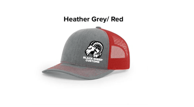 Black Sheep Custom Hat - Heather Grey / Red